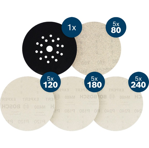 BOSCH EXPERT M480 Schleifnetz-Set 225mm Schleiftellerschoner 21 teilig 2608902518 - EXPERT M480 Schleifnetz- Set