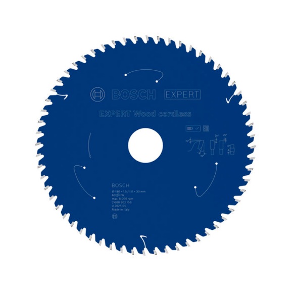 BOSCH EXPERT Wood circular saw blade, 190 x 30 mm, Z60 2608902158 - EXPERT Wood Circular Saw Blade