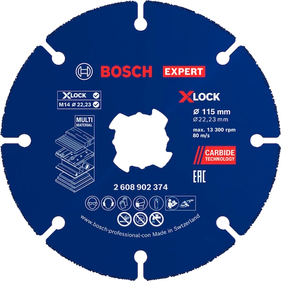 BOSCH EXPERT Multi-Material Carbide Cutting Disc 115 x 22.23 mm, 10-piece set 2608902376 - Cutting-off wheel