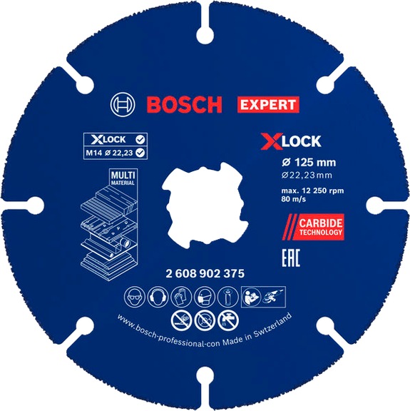 BOSCH EXPERT Multi-Material Carbide Cutting Disc 125 x 22.23 mm, 10-piece set 2608902377 - Cutting-off wheel