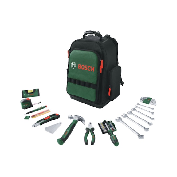 BOSCH Handwerkzeuge Werkzeugrucksack-Set 60-teilig 1600A02ZA1 - Werkzeugkoffer, Montagetasche (Werkstatt)