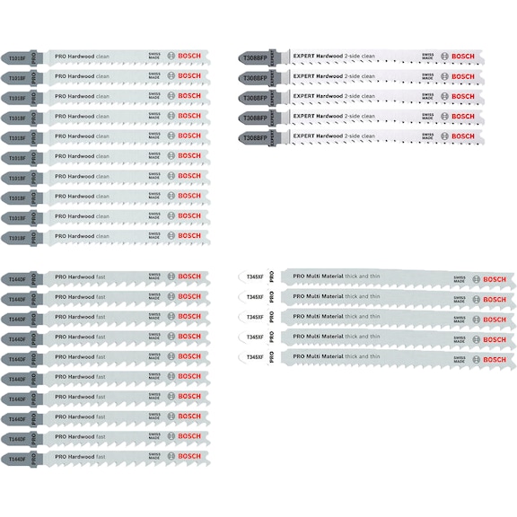 BOSCH PRO Wood and Metal Set for Kitchen Fitters, 100 mm, 30-piece 2607011945 - Saw blade for jigsaw