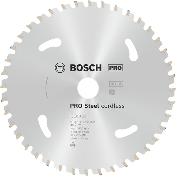 BOSCH PRO&nbsp;Steel cordless Kreiss&auml;geblatt, 165 x 1,6 x 20&nbsp;mm 2608846858 - PRO&nbsp;Steel cordless Kreiss&auml;geblat