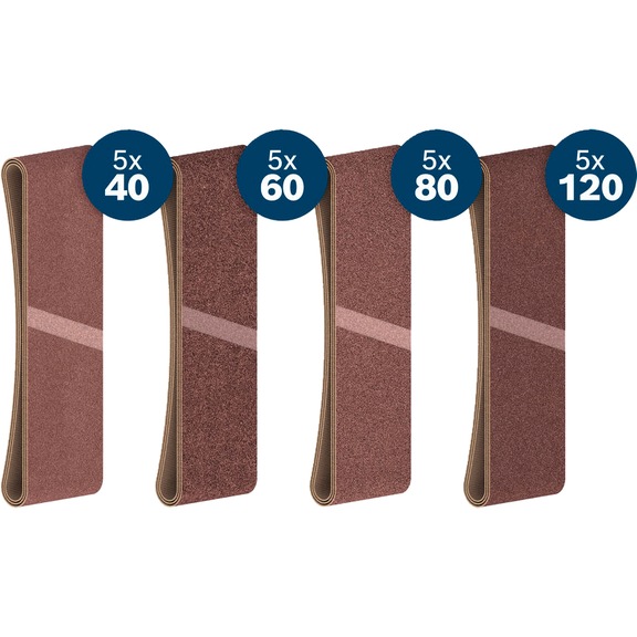 BOSCH PRO X440 sanding belt set, 75 x 533 mm, 20-piece starter pack 2608623335 - Sanding belt set