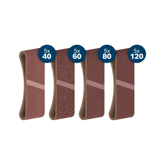 BOSCH PRO X440 Schleifband Set, 75x457mm, 20 teilig Starter Pack 2608623336 - Schleifbandset f&uuml;r Bandschleifer