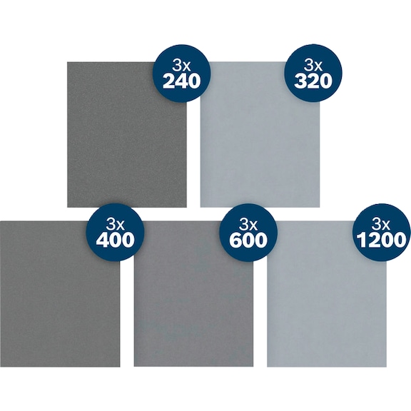 BOSCH PRO C355 Sanding Roll Set K240/320/400/600/1,200, 230 x 280 mm, 15-piece set 2608623337 - PRO C355 Sanding Sheet