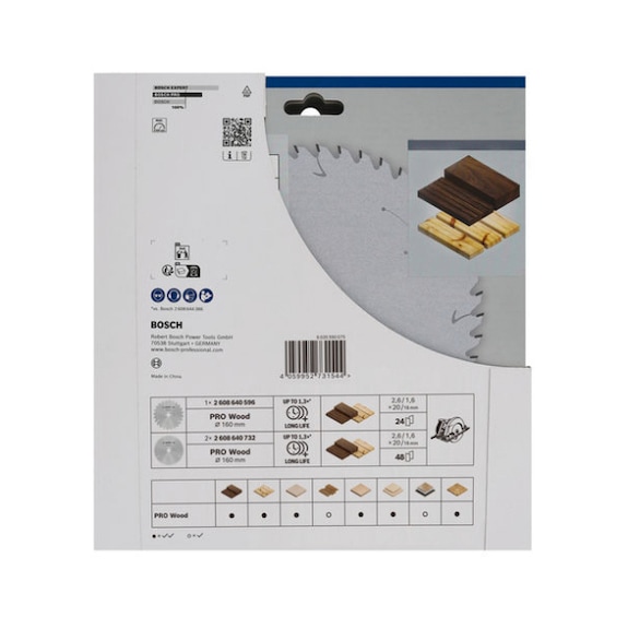 BOSCH PRO Wood circular saw blade, 160 mm, 3-pack, promotional pack 2608644729 - EXPERT Wood Circular Saw Blade