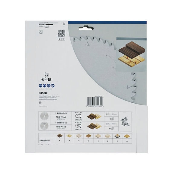 BOSCH PRO Wood-Kreiss&auml;geblatt 216 mm, 2 St&uuml;ck 2608644736 - EXPERT Wood Kreiss&auml;geblatt