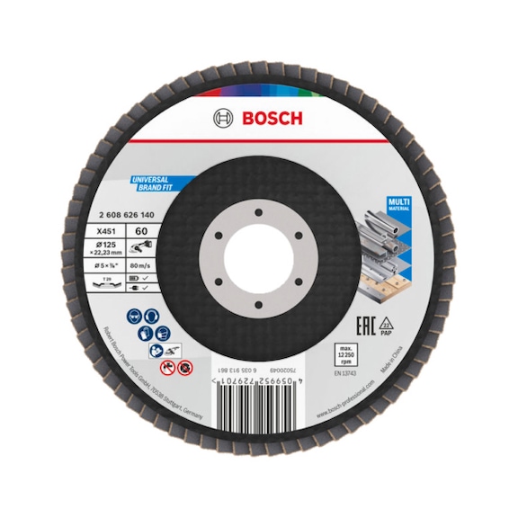 BOSCH X451 Fan-shaped sanding disc, 125 x 22.23 mm, K60, Z29, 15-piece set 2608626140 - Flap disc