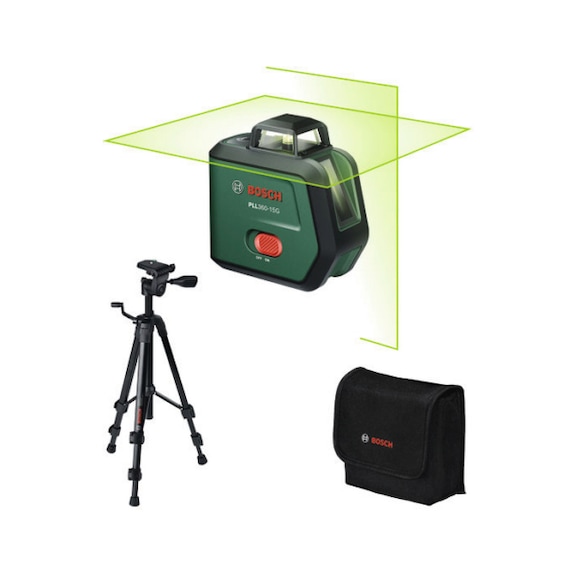 BOSCH Kreuzlinien-Laser PLL360-15G Set, 1 x Akku BA 3.6V 2.0Ah 0603663K01 - Kreuzlinien-Laser