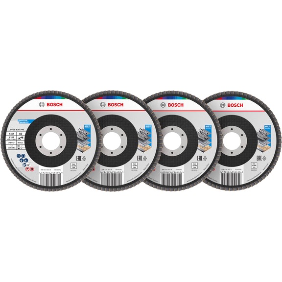 BOSCH X451 Flap Disc Set, 125 x 22.23 mm, Z27, 60-piece 2608626164 - X451 Fan-shaped sanding discs set
