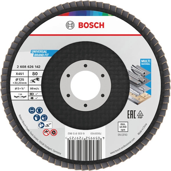 BOSCH X451 Fan-shaped sanding disc, 125 x 22.23 mm, K80, Z29, 15-piece set 2608626177 - Flap disc