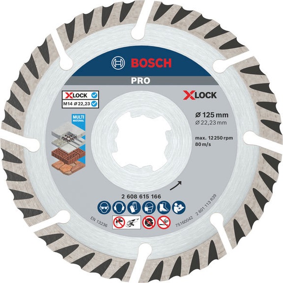 BOSCH PRO&nbsp;Multi Material X-LOCK Diamanttrennscheibe, 125&nbsp;x&nbsp;22,23&nbsp;mm 2608615286 - Diamant-Trennscheibe