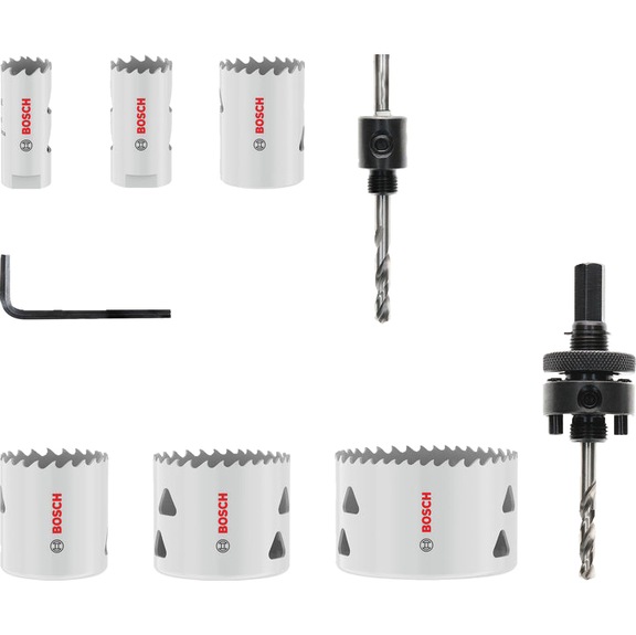 BOSCH Multi-material hole saw set with thread, 20, 25, 35, 40, 51, 68 x 40 mm 2608594616 - Hole saw set