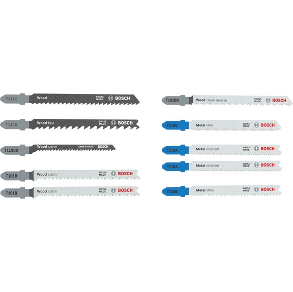 BOSCH Jigsaw Blade Set Wood and Metal Basic, 10-piece 2607012071 - Saw blade for jigsaw