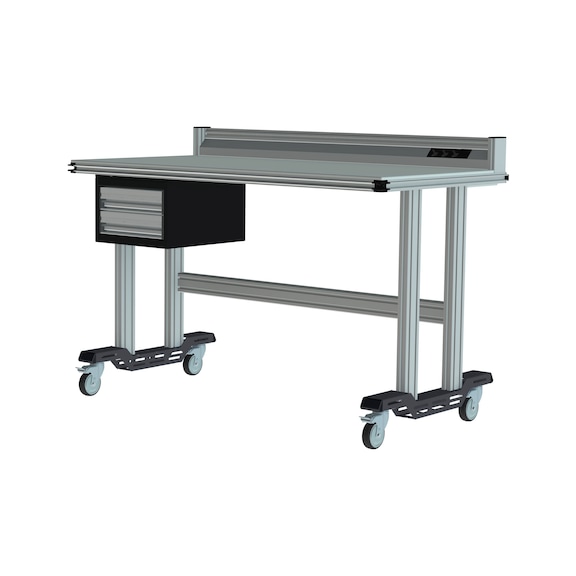 CLIP-O-FLEX Mobiler Steh-Systemarbeitsplatz mit Schubladenblock - Mobiler Steh-Systemarbeitsplatz