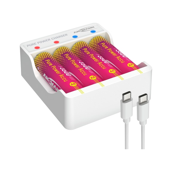 ANSMANN Pure Power set with 4&times; Mignon AA rechargeable batteries and charging module - Pure Power set with 4 &times; Mignon AA rechargeable batteries and charging module