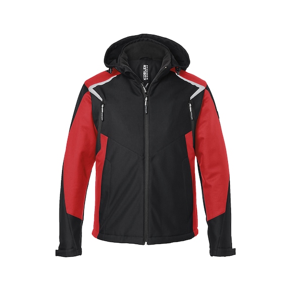 K&Uuml;BLER BODYFORCE Winter Softshell Jacket, black/medium red, size 3XL 1325 5375-9955-3XL - Winter Softshell Jacket