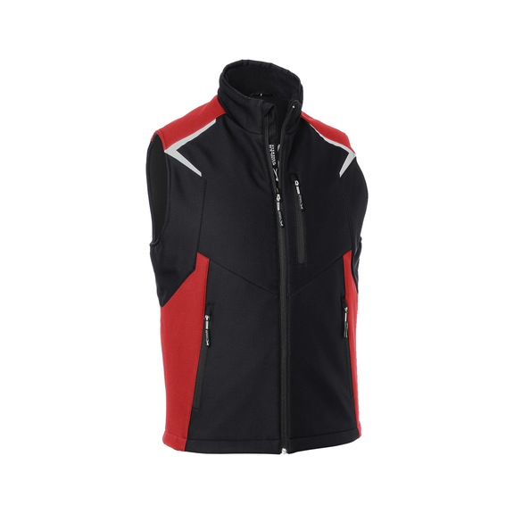 K&Uuml;BLER BODYFORCE Softshell Vest, black/medium red, size XS 7125 5375-9955-XS - BODYFORCE Softshell Vest