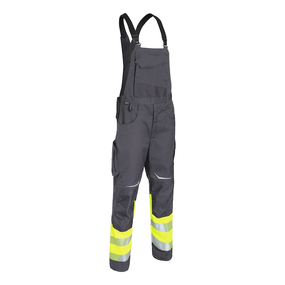 K&Uuml;BLER Class 1 dungarees, high-vis yellow/anthracite, size 27K 3208 8340-3497-27K - REFLECTIQ dungarees Class 1