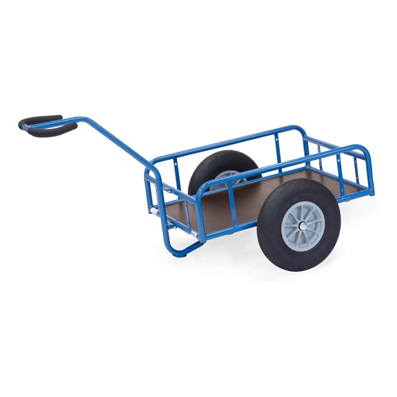 FETRA Hand cart with railings, load capacity 400 kg, loading platform 845 x 545 mm - Open hand cart with railings and solid rubber tyres