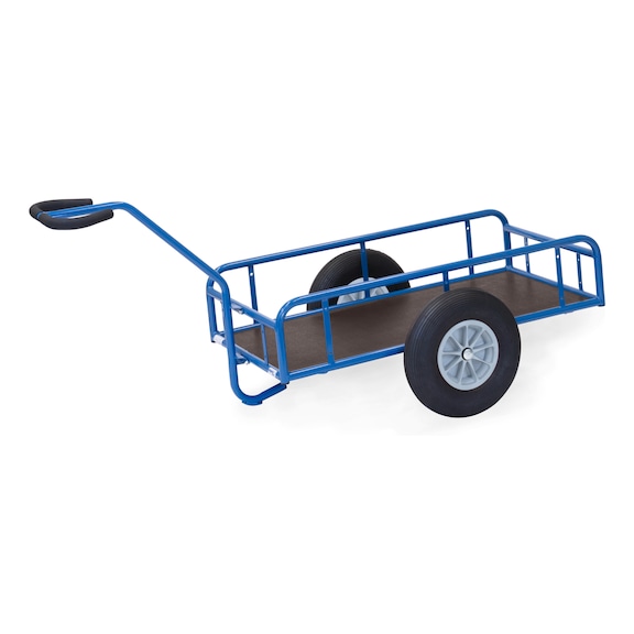 FETRA Hand cart with railings, load capacity 400 kg, loading platform 1,145 x 545 mm - Open hand cart with railings and solid rubber tyres