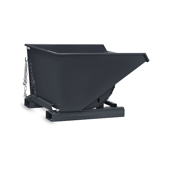 FETRA Tipping container 600 litres, load capacity 1500 kg LxWxH 1294x1141x843 mm RAL 7016 - Pojemniki przechylne, przechył z fotela operatora w&oacute;zka, z mechanizmem odtaczania