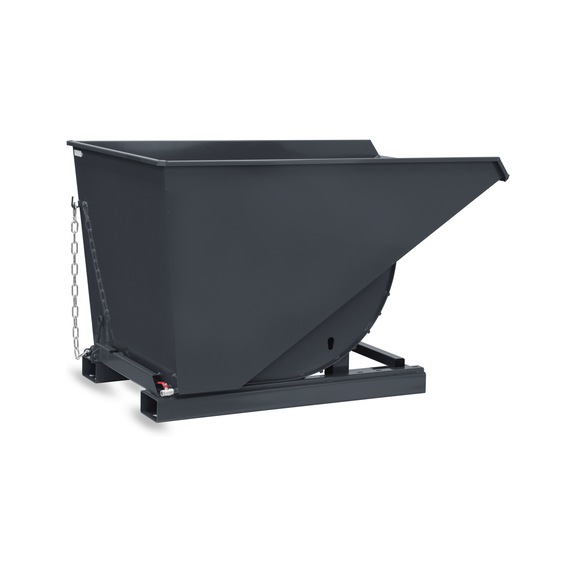 FETRA Swarf tipping container 1200 litres, load capacity 2500 kg RAL 7016 - Contenedores de virutas con inclinaci&oacute;n, inclinaci&oacute;n desde el asiento del operador de la carretilla, con mecanismo de rodadura