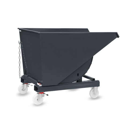 FETRA Swarf tipping container 1200 litres, load capacity 2500 kg RAL 7016 - talaş devirme konteynerleri, manuel devirme – Totalstop frenlerle mobil