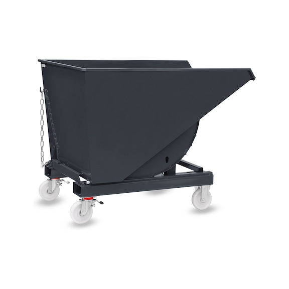 FETRA Tipping container 1200 litres, load capacity 2500 kg LxWxH 1818x1222x1372 mm RAL 7016 - Contenitori ribaltabili, ribaltamento manuale - contenitore mobile con freni Totalstop