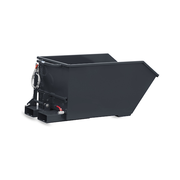 FETRA Swarf tipping container 300 litres, load capacity 750 kg RAL 7016 - Containere basculante de şpanuri, basculare din scaunul operatorului stivuitorului - cu mecanism antiderapare