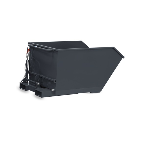 FETRA Tipping container 500 litres, load capacity 1000 kg LxWxH 1390x890x686 mm RAL 7016 - Devirmeli konteynerler, forklift operat&ouml;r&uuml; koltuğundan devirme - yuvarlanma mekanizması ile