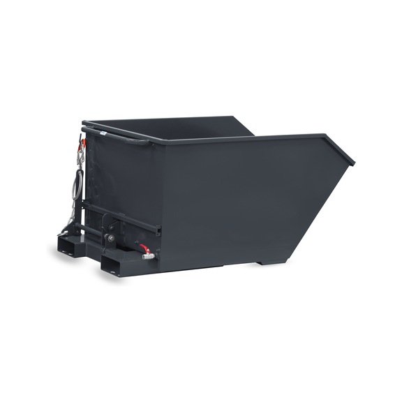 FETRA Swarf tipping container 500 litres, load capacity 1000 kg RAL 7016 - Swarf tipping containers, tip from forklift operator's seat - with roll-off mechanism