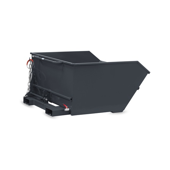 FETRA Sp&auml;ne-Kippbeh&auml;lter 750 Liter, Tragf&auml;higkeit 1000 kg RAL 7016 - Sp&auml;nekippbeh&auml;lter, Kippen vom Staplersitz - mit Abrollmechanismus