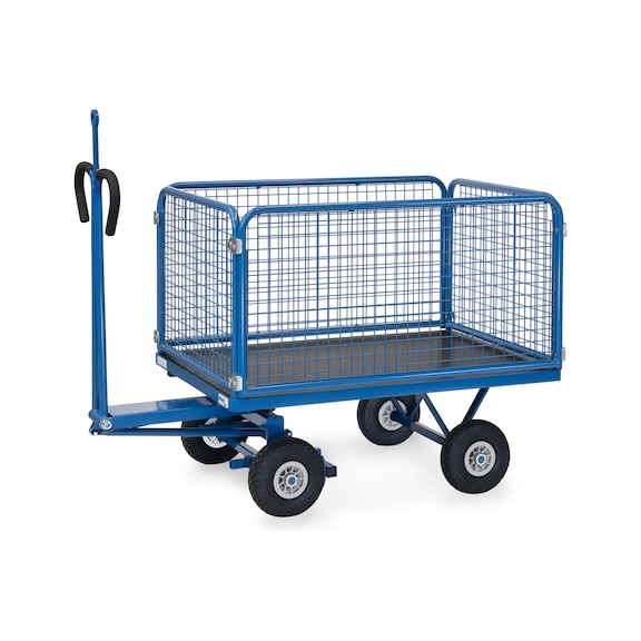 FETRA Hand cart 6433 PZ, load capacity 450 kg, load area 1,135x795 mm - Ručn&iacute; valn&iacute;kov&yacute; voz&iacute;k se stěnami s&nbsp;dr&aacute;těnou mř&iacute;žkou
