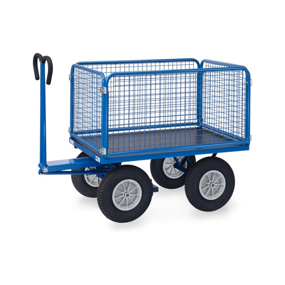FETRA Hand cart 6433P, load capacity 750 kg, load area 1,135 x 795 mm - Flat-bed hand truck with wire grid walls