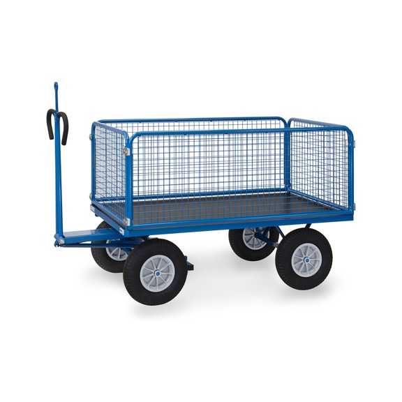 FETRA Hand cart 6435 PZ, load capacity 750 kg, load area 1,535x895 mm - Lapos rakfel&uuml;letű k&eacute;zikocsi dr&oacute;th&aacute;l&oacute;s falakkal