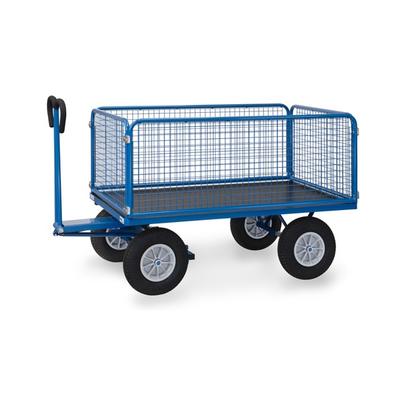 FETRA Hand cart 6435P, load capacity 750 kg, load area 1,535 x 895 mm - Ręczny w&oacute;zek skrzyniowy ze ściankami z siatki drucianej