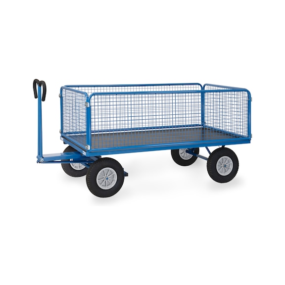 FETRA Hand cart 6436P, load capacity 750 kg, load area 1,935 x 995 mm - D&uuml;z yataklı el arabası, tel ızgara duvarlar ile