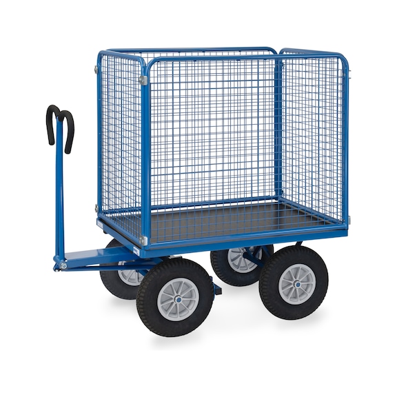 FETRA Hand cart 6444 P, load capacity 750 kg, load area 1,135 mm x 795 mm - Flat-bed hand truck with wire grid walls