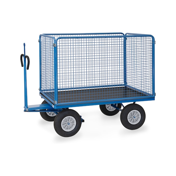 FETRA Hand cart 6445 PZ, load capacity 750 kg, load area 1,535x895 mm - Ručn&iacute; valn&iacute;kov&yacute; voz&iacute;k se stěnami s&nbsp;dr&aacute;těnou mř&iacute;žkou