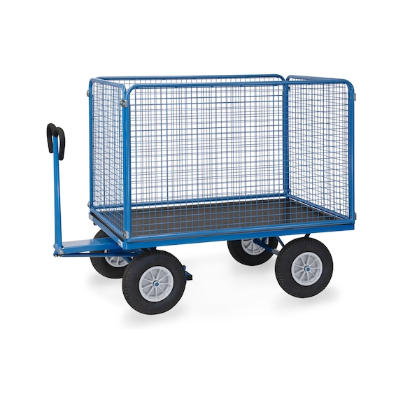 FETRA Hand cart 6445 P, load capacity 750 kg, load area 1,535 mm x 895 mm - Carrello manuale con pianale e sponde a griglia metallica