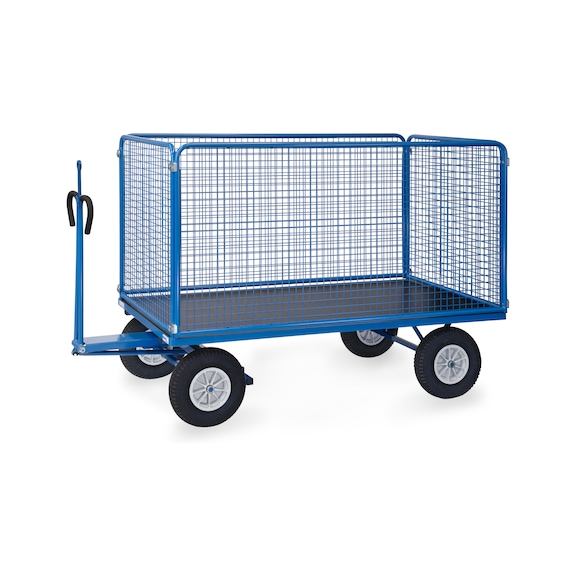 FETRA Hand cart 6446 PZ, load capacity 750 kg, load area 1,935x995 mm - Carro de mano con plataforma con paredes de malla de alambre