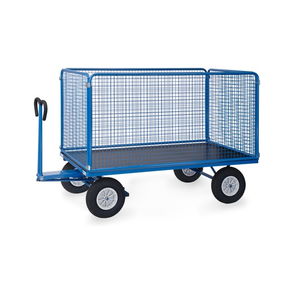 FETRA Hand cart 6446 P, load capacity 750 kg, load area 1,935 mm x 995 mm - Char &agrave; bras avec parois en treillis