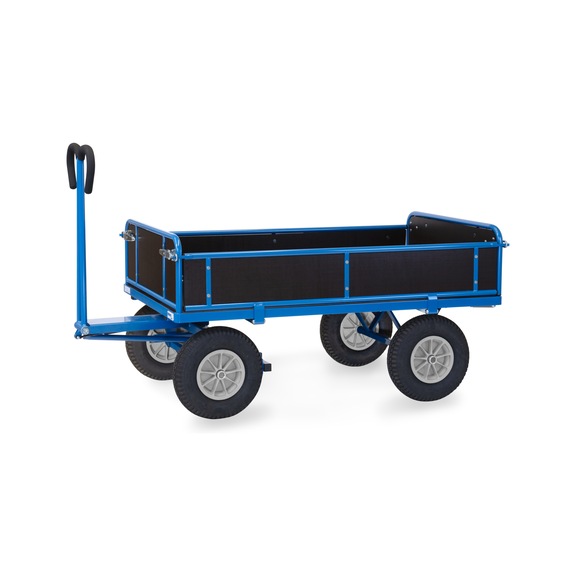FETRA Hand cart 6455P, load area 1,540x840 mm, with side panels - Char &agrave; bras, 2 essieux