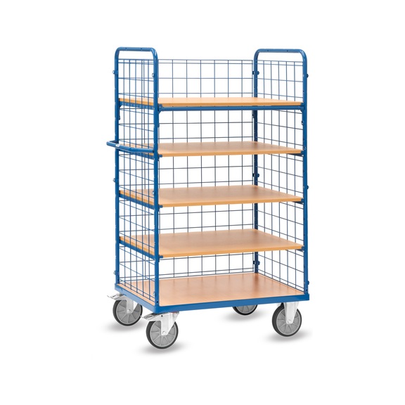 FETRA Shelf trolley with 5 levels, load capacity 600 kg, loading surface 1000 x 700 mm - Shelf trolley with <br/>5 tiers