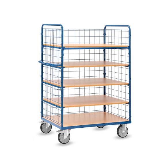FETRA Shelf trolley with 5 levels, load capacity 600 kg, loading surface 1200 x 800 mm - Shelf trolley with <br/>5 tiers