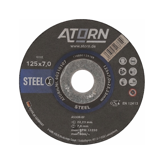 ATORN Roughing disc for steel/cast iron - Type A30P8BF153, 125x7x22.23 mm - Roughing discs