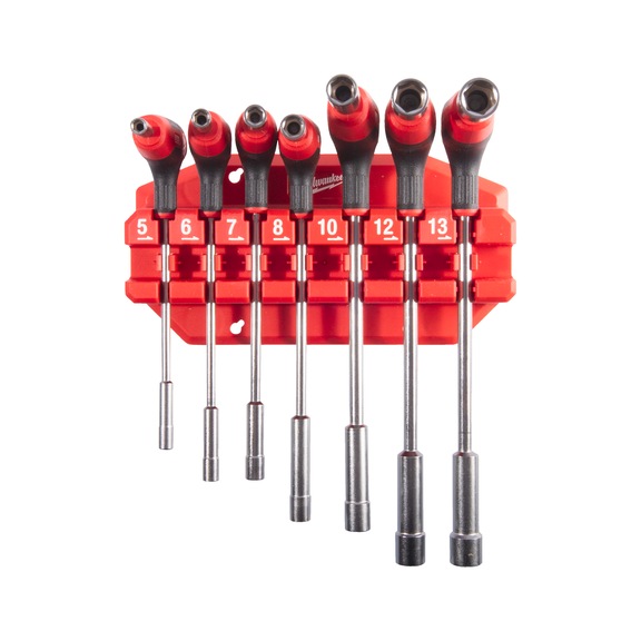 MILWAUKEE Steckschl&uuml;ssel-T-Griffe 7 teilig mit Softgrip-Auflage und Halter 4932498704 - Schraubendreher, -einsatz (nicht spezifiziert)
