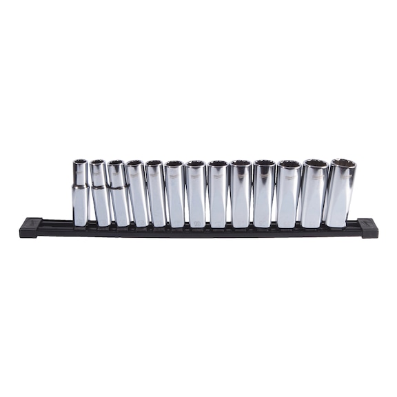 MILWAUKEE Steckschl&uuml;sseleinsatz-Set 13 teilig 1/2 Zoll lange 12-kant metrisch 4932498798 - Steckschl&uuml;sselsatz (Metallkasten, kombi.)